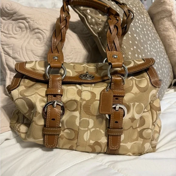 Coach Chelsea Optic Signature Jacquard/Leather Satchel - Picture 1 of 13